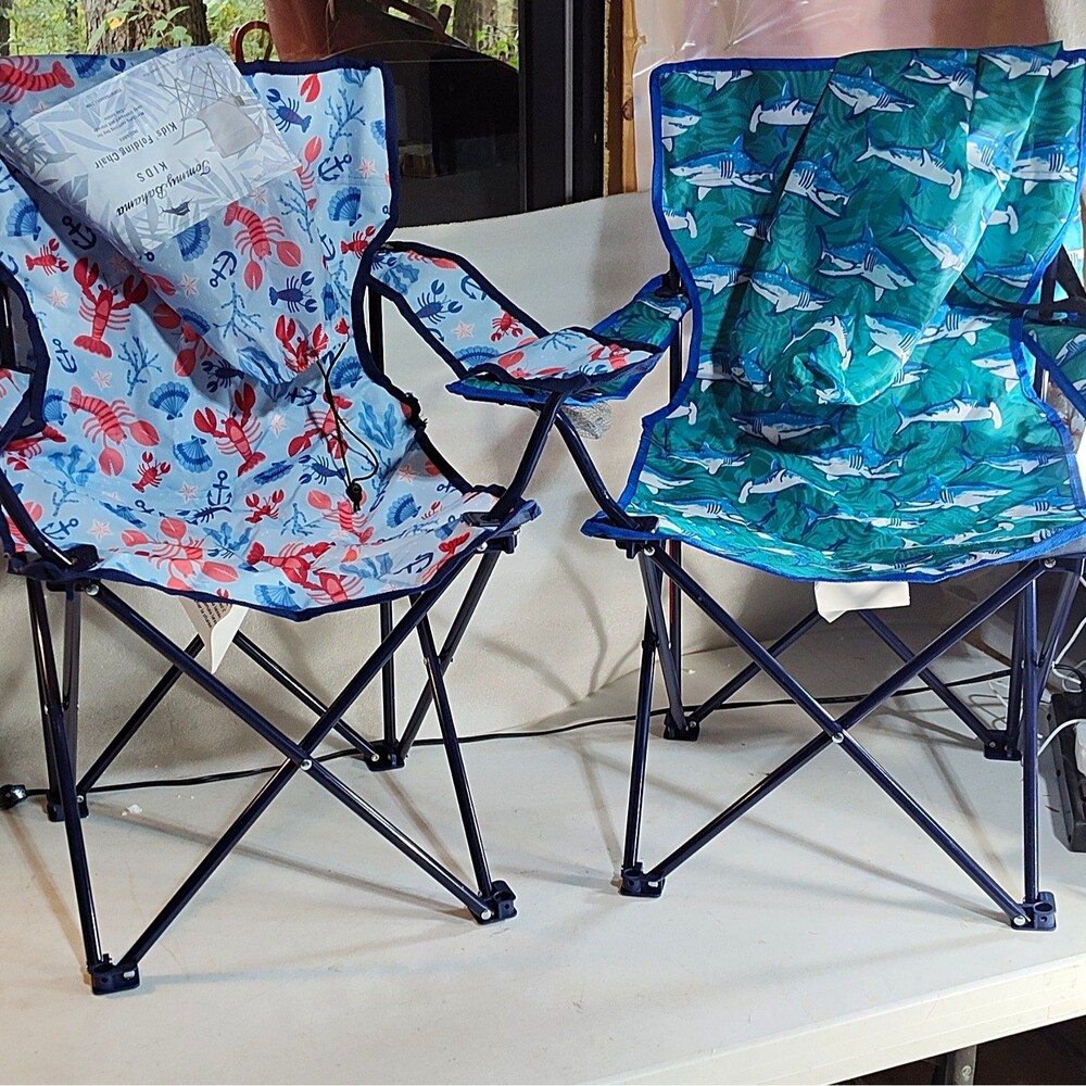 Tommy Bahama Kids Folding Chairs Set of 2 Nautical Animals Cup Holder 1291,88